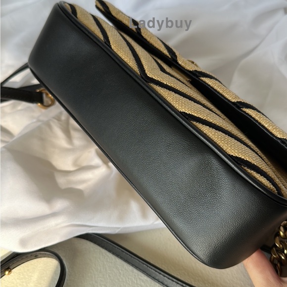 🟢Tory Burch Soft Straw Small Kira Chevron Convertible Flap Shoulder Bag $568 - Picture 6 of 14